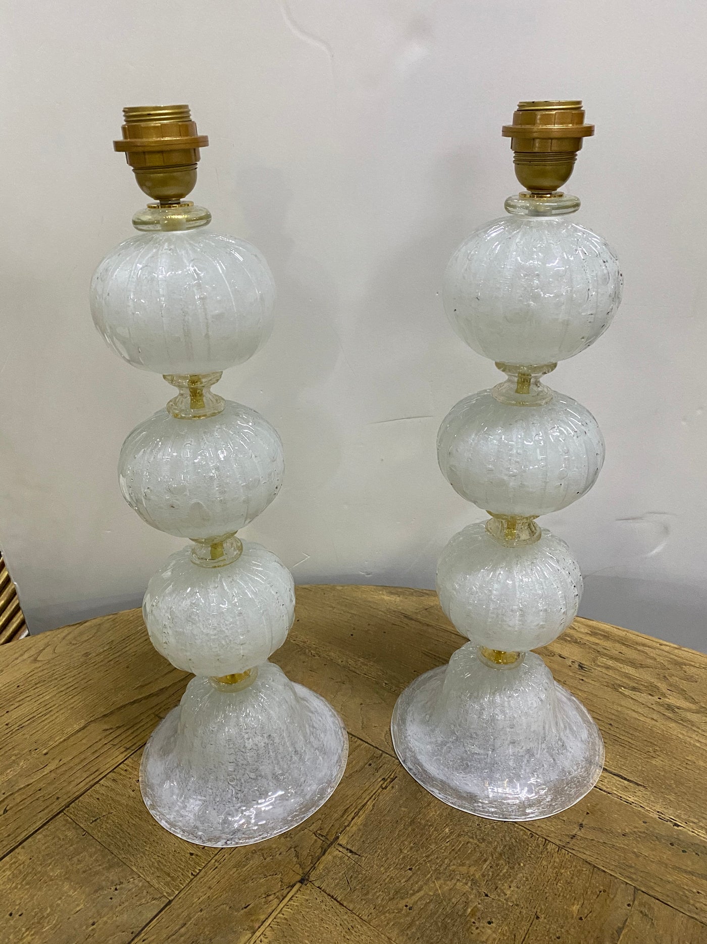 White and Gold Murano Glass Lamps