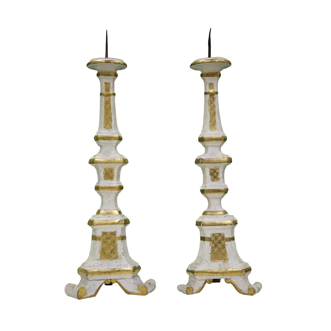18th Century Empire Tuscan Candles- A Pair