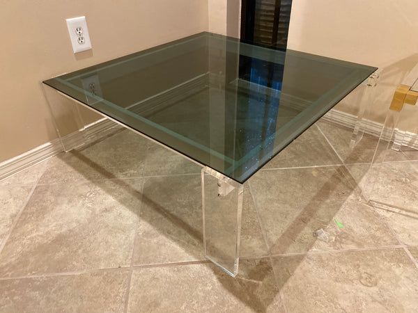 Black Glass and Lucite Coffee Table