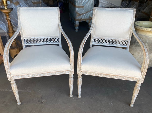 Curved Arm Swedish Pair of Chairs