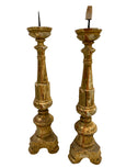 Pair of 18th Century Louis XV Giltwood Piemonte Candlesticks